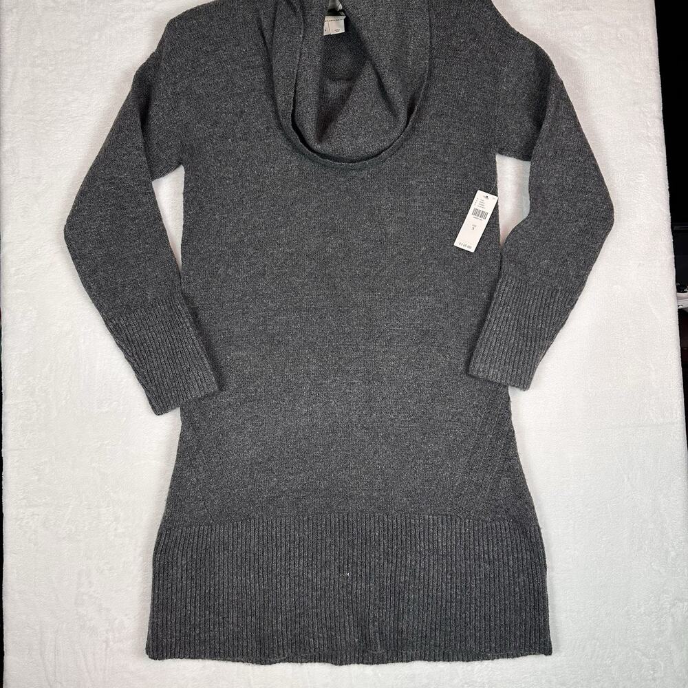 Anthropologie Women Small Gray Cowl Neck Sweater Tunic Wool Alpaca Cashmere NWT
